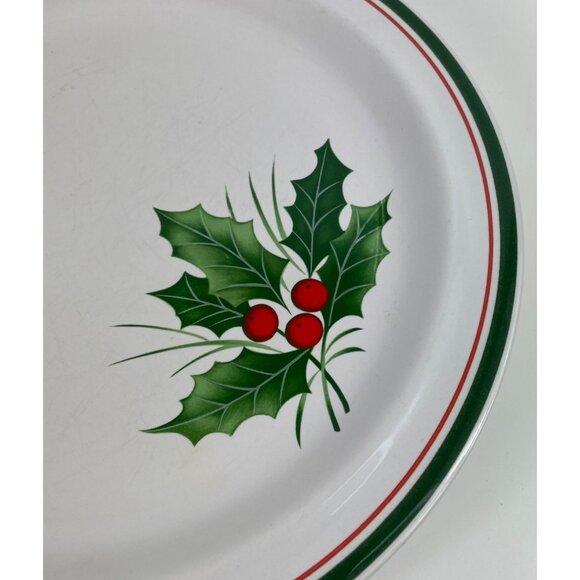 Anchor Hocking Homecoming  Christmas Holly 10-3/4 Ceramic Dinner Plate Set of 3 - Picture 3 of 9